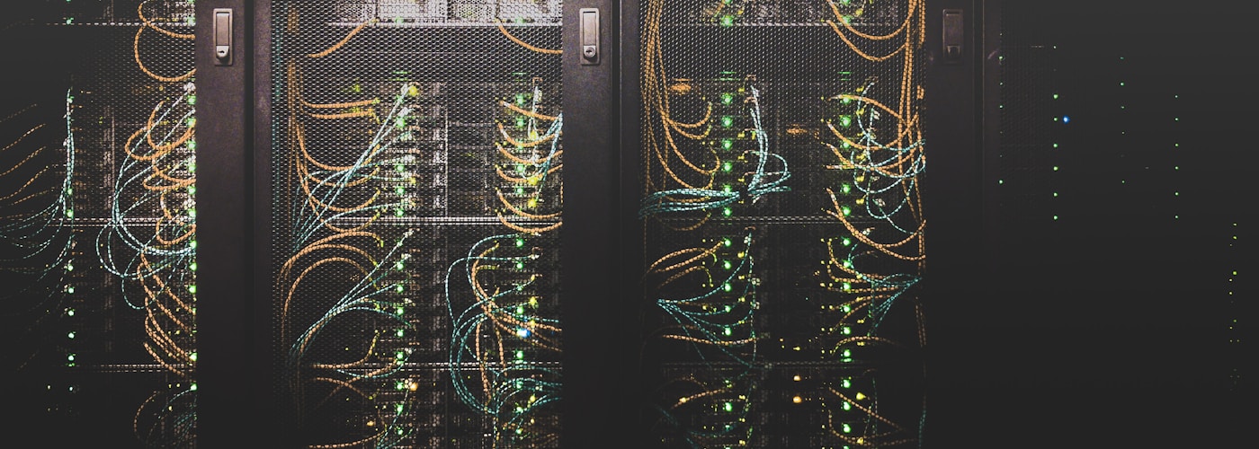 Rows of equipment in a data center